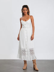 Elegant Floral Print V-Neck Ruffle Boho Dress