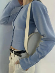 Ribbed Patchwork Slim Fit Knit Cardigan