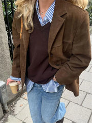 Solid Lapel Pocket Winter Coat