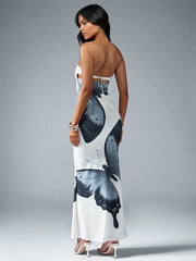 Off-shoulder Strapless Sleeveless High Waist Vacation Dress