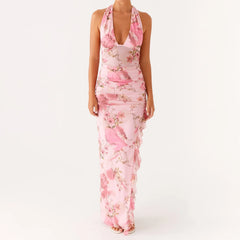 Spaghetti Strap Slim Maxi Floral Dress