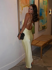 Yellow Floral Satin Slip Maxi Dress