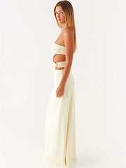 Hollow Metal Strapless Maxi Dress