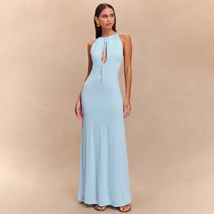 Hollow Lace Up Backless High-Waist Prom Dress
