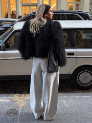 Warm White Short Faux Fur Winter Coat