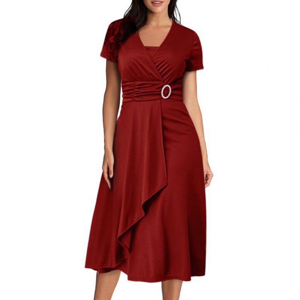 2024 Solid Color Large Hem A-Line Dress