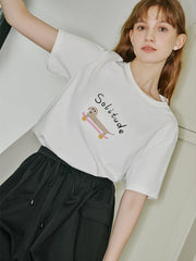 Printed Cotton Drop Sleeve T-shirt