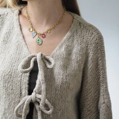 Tie-up V-neck Solid Loose Knit Cardigan