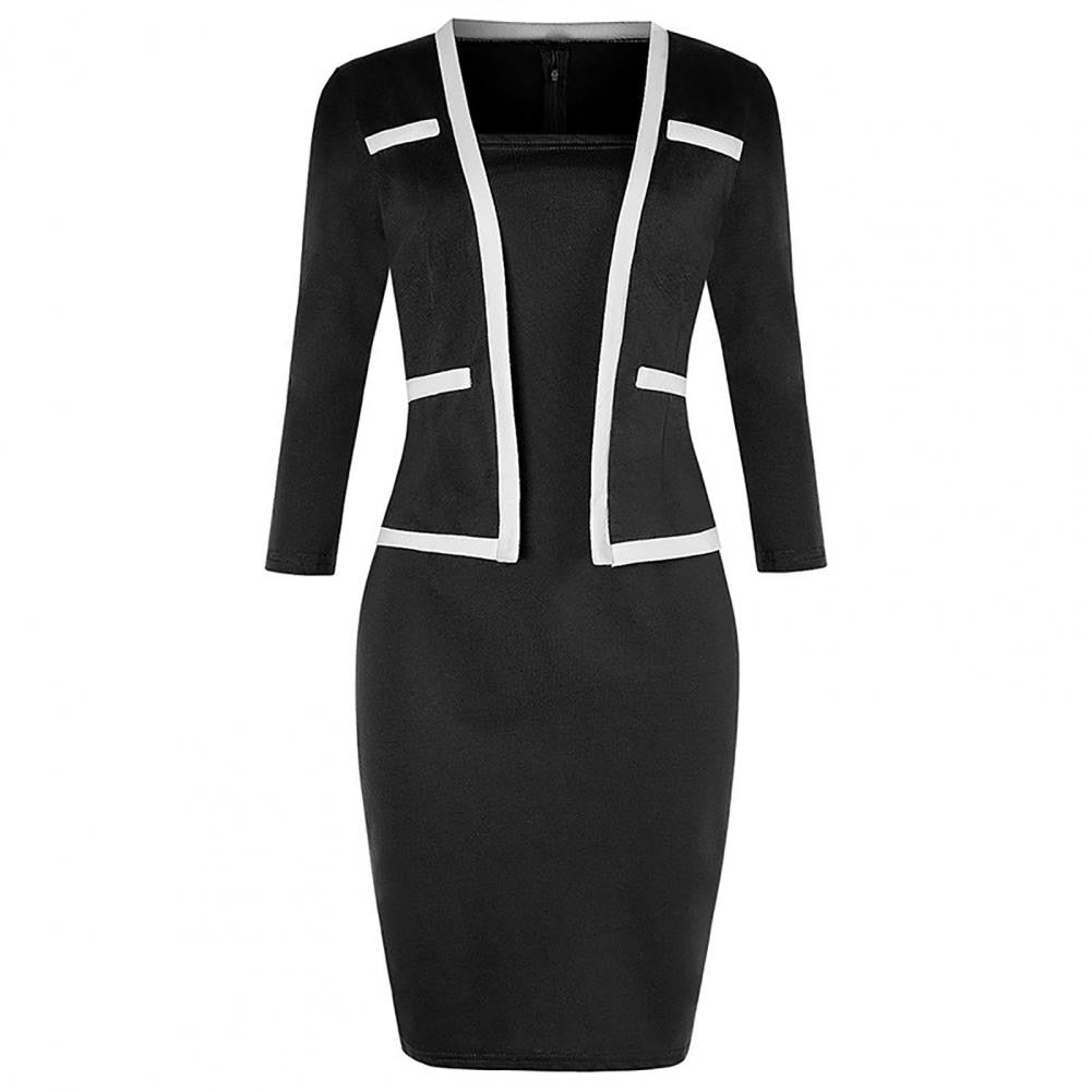 Amy Fashion - Fake Two Piece Sheath Dress Uniform