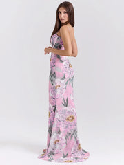 Pink Floral Spaghetti Strap Vacation Dress
