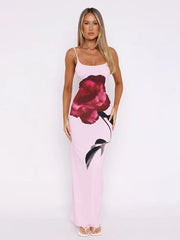 Floral Print Spaghetti Strap Sleeveless Bodycon Vacation Dress