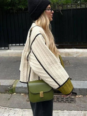 Quilted Contrast Cotton Casual Coat