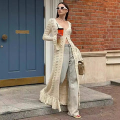 Flare Sleeve Slim Fit V Neck Knitted Boho Dress