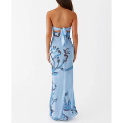 Hollow Out Bow Tube Strapless Vacation Dress