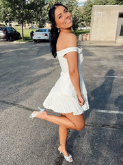 Contrast Fold Off Shoulder Mini Dress