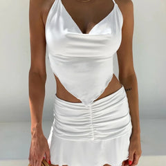 Casual Ruched Pleated Mini Skirt