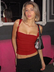 Deep Cut-Out Niche Knit Top