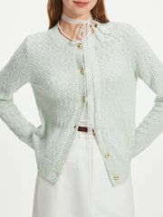 Floral Yarn French Long Sleeve Cardigan