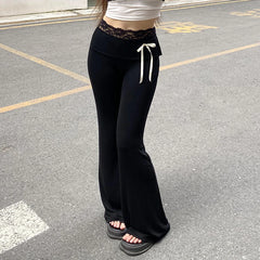 Lace Spliced Bow Yoga Pant