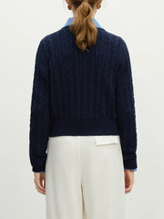 Hollow Round Neck Office Knit Cardigan