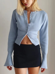 Ribbed Patchwork Slim Fit Knit Cardigan