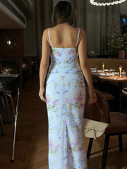 Sleeveless Slash Neck Spaghetti Strap Vacation Dress