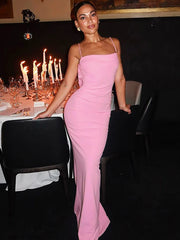Solid Spaghetti Evening Club Bodycon Dress