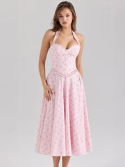 Floral Strapless A-Line Midi Dress