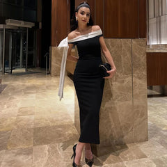 Bow Ribbon Off Shoulder Midi Dress