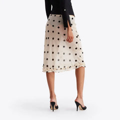 Elegant Dot Pattern Sheer Mesh Skirt