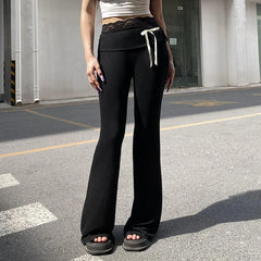 Lace Spliced Bow Yoga Pant