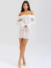 Lace Strapless Long Sleeve Bodycon Dress