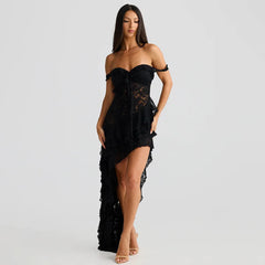 Burgundy Tulle Short Mini Off Shoulder Lace Up Prom Dress