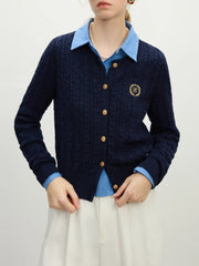 Hollow Round Neck Office Knit Cardigan
