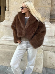 Faux Fur Hidden Button Short Coat