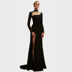 One Shoulder Applique Mermaid Simple Prom Dress