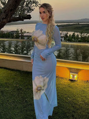 Mesh See Through Lace-up Backless Vacation Dress