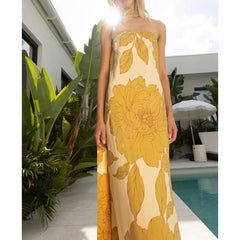 Strapless Floral Slim Tube Vacation Dress