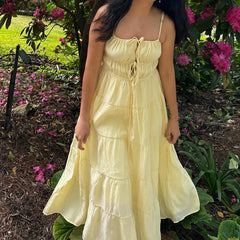 Front Tie Ruffled Slip Cami Vacation Dress