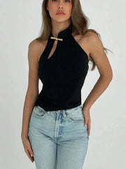 Cheongsam Buckle Hollow Crop Top