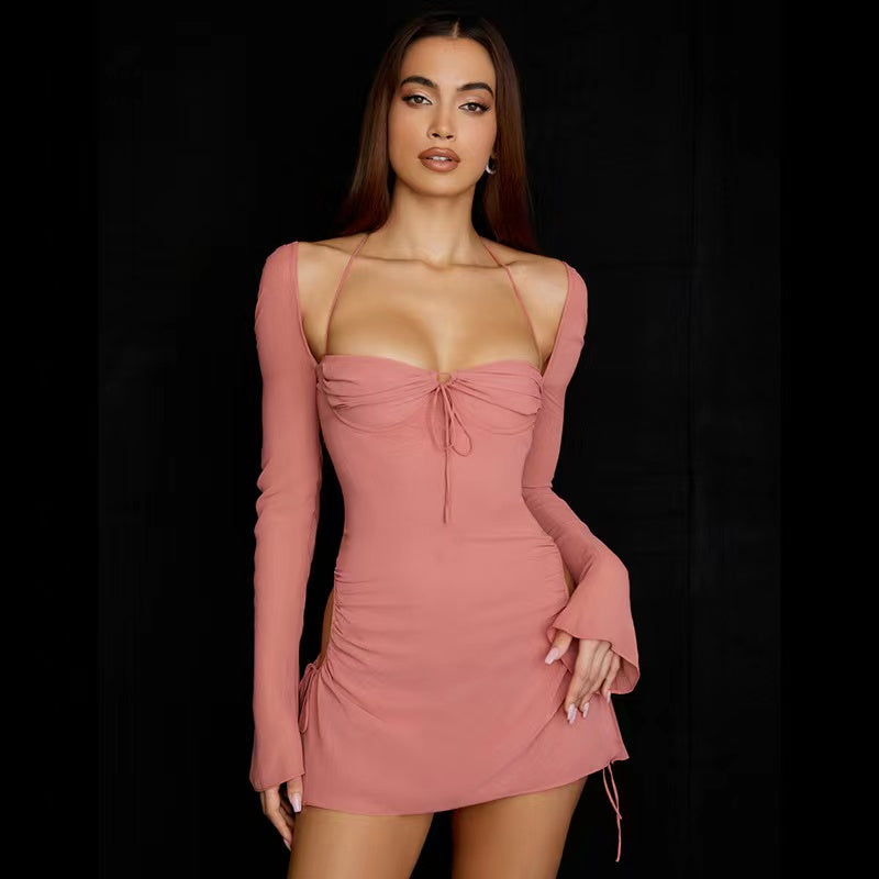 Amy Fashion - Sexy Hollow Out Long Sleeve Elegant Bodycon Dresses