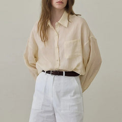 100% Ramie Thin French Lapel Blouse