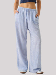 Striped Pink Blue Straight Pant