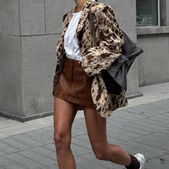 Belted Printed Lapel Blazer Coat