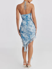 Ruffle Floral Print Midi Dress