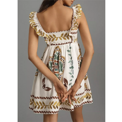 Sweet Ruffle A-Line Mini Floral Dress