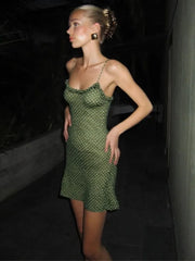 Polka Dot Spaghetti Strap Sleeveless A-Line Vacation Dress