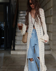 Flare Sleeve Slim Fit V Neck Knitted Boho Dress