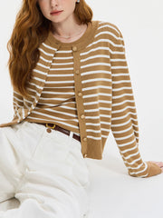Striped Knit Vest Jacket Fall Cardigan