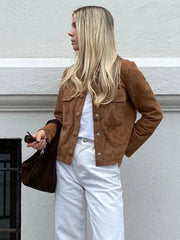 Brown Single Breasted Slim Coat